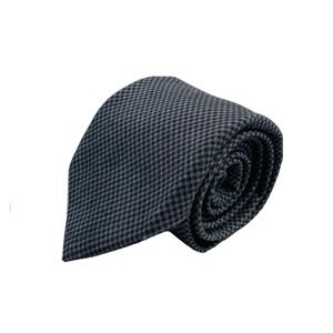 Robert Jensen Gray Black Checkered Hand Sewn Finest Wool Tie 3.25" Width‎ NWOT